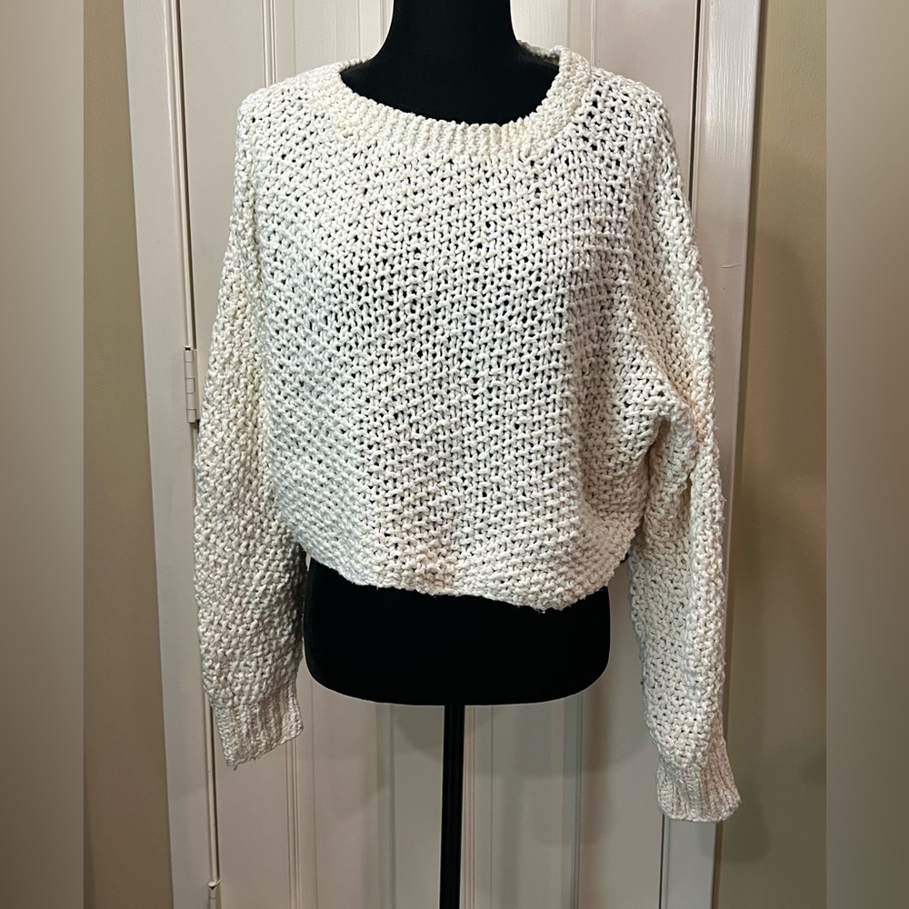 The Fisher Project Cream Knit cropped Sweater